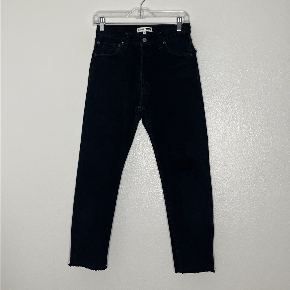 Re/Done Levi’s Black High Waisted Distressed Raw Hem Women's Jeans Size 25